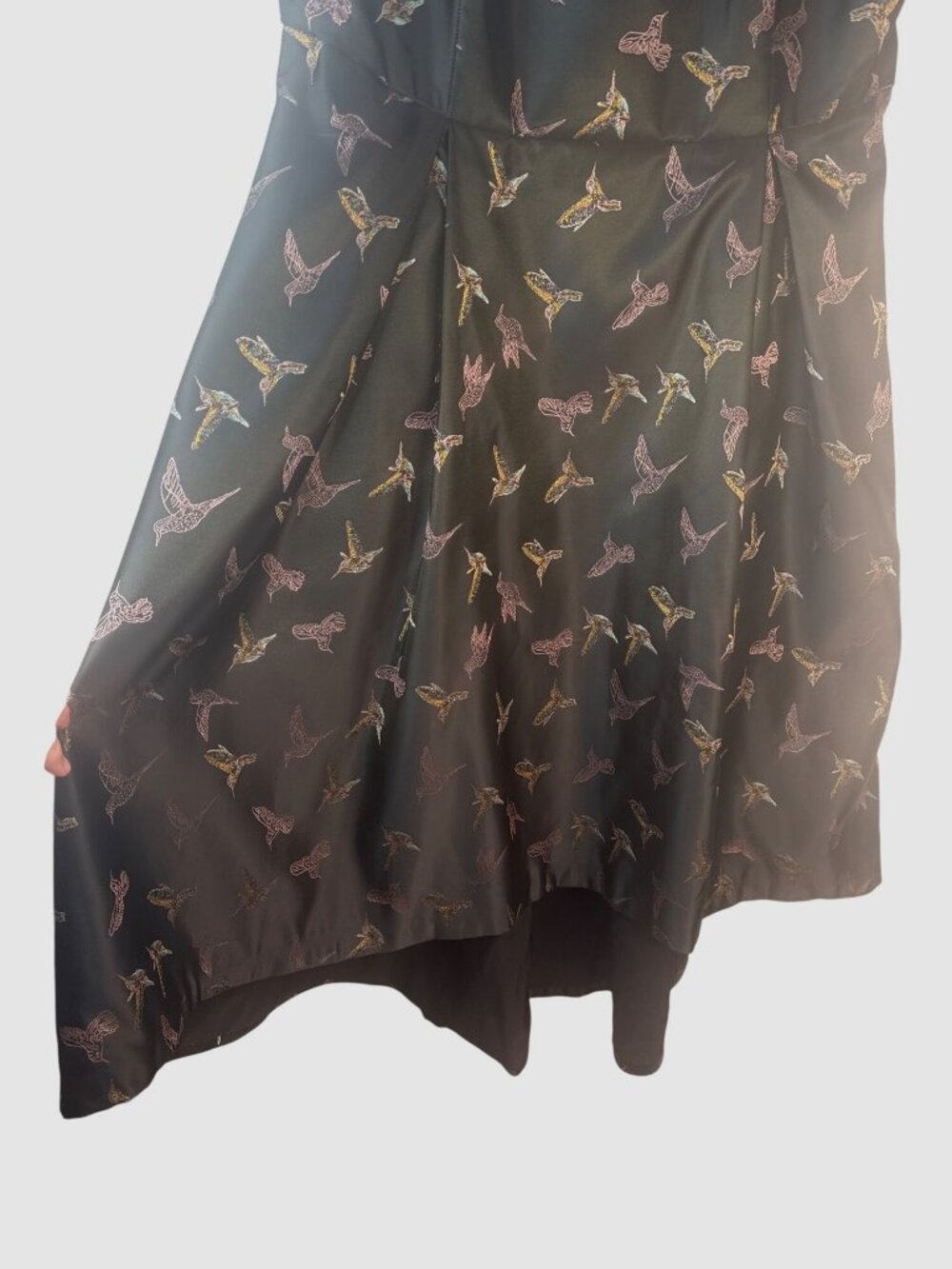 Hutch Black Size 16 Strapless Satiny Dress With Multicolor Bird Print Size - Picture 6 of 16